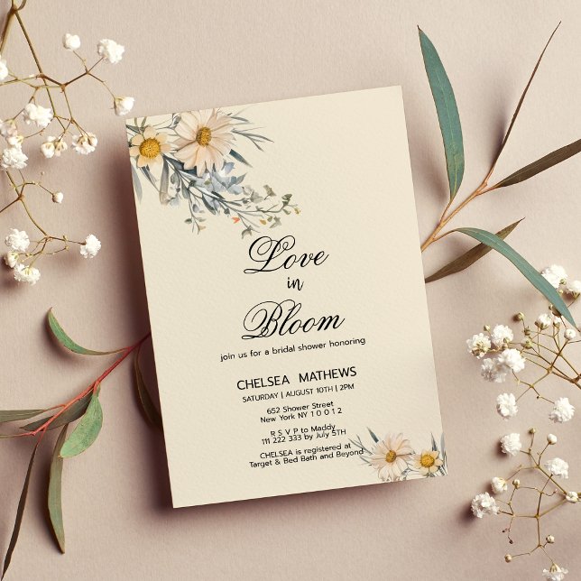 Love In Bloom botanical wildflowers Bridal Shower  Invitation (Love In Bloom botanical wildflowers Bridal Shower)