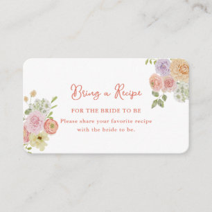 Love in Bloom Bridal Shower Bring A Recipe Enclosure Card
