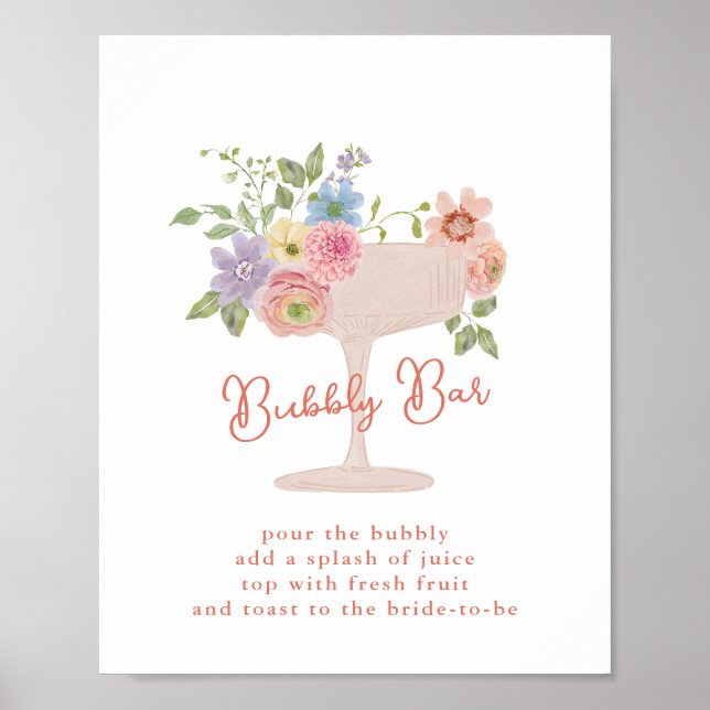 Love in Bloom Bridal Shower Bubbly Bar Sign (Front)