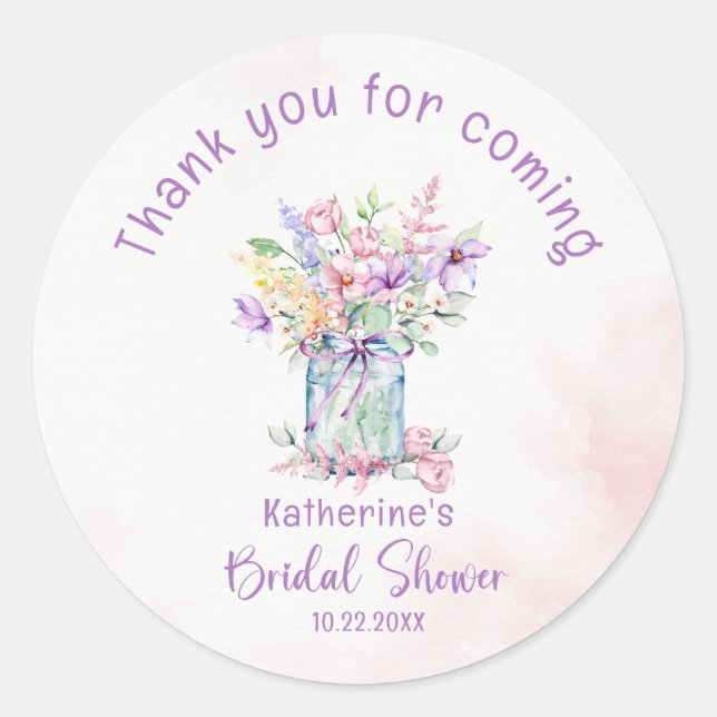 LOVE IN BLOOM BRIDAL SHOWER CLASSIC ROUND STICKER (Front)