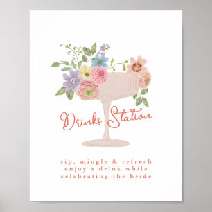 Love in Bloom Bridal Shower Drinks Station Sign