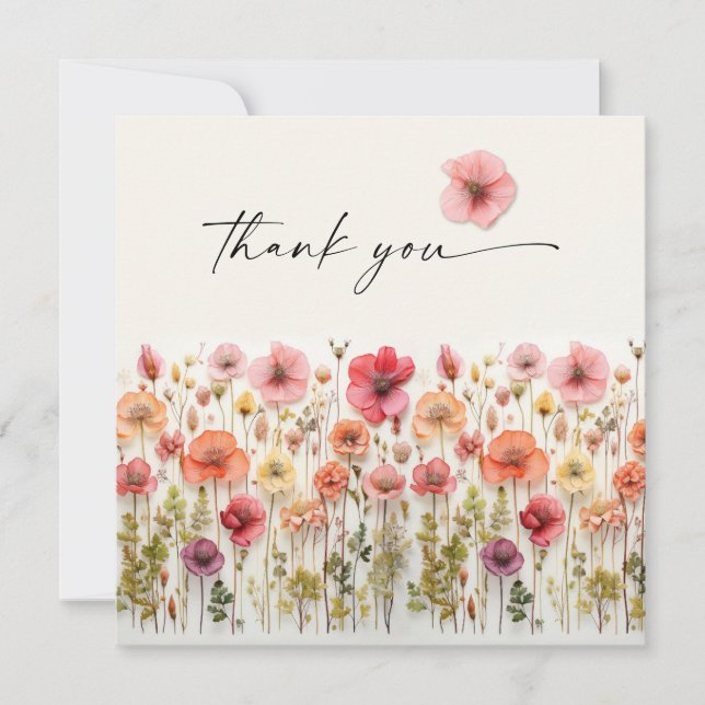 Love in Bloom Bridal Shower Flat Thank You Card (Front)