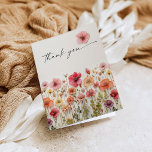 Love in Bloom Bridal Shower Folded Thank You Card<br><div class="desc">This beautiful design features an arrangement of soft pastel beautiful wildflowers that are realistic and a modern script (editable colour) font. Customise with your own bridal shower thank you message. See the entire collection for more matching items</div>