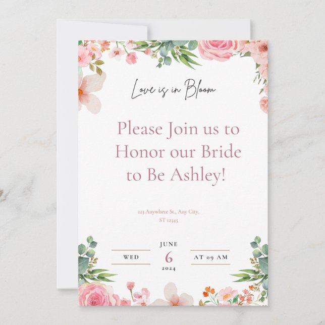 Love in Bloom Bridal Shower Invitation (Front)