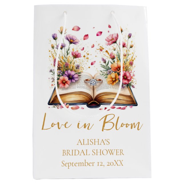 Love In Bloom Bridal Shower Medium Gift Bag (Front)