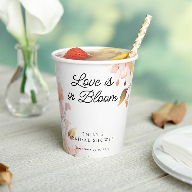 Love in Bloom Bridal Shower Paper Cups (Insitu)
