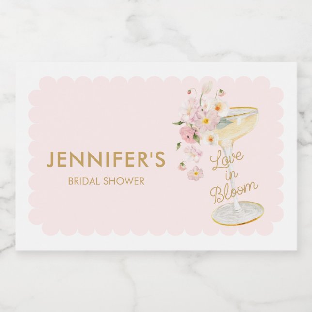 Love in Bloom Bridal Shower Sparkling Wine Label (Single Label)