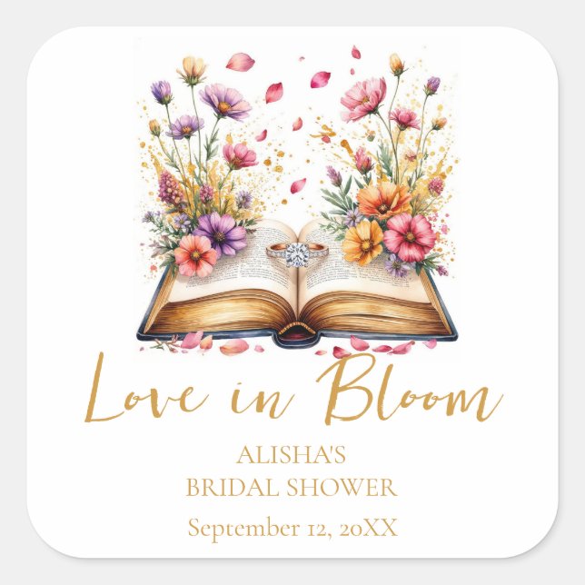 Love In Bloom Bridal Shower  Square Sticker (Front)
