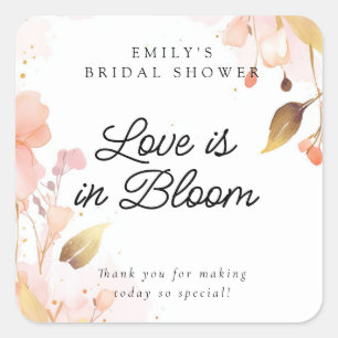 Love in Bloom Bridal Shower Square Sticker