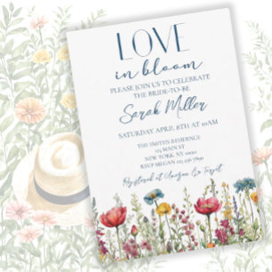 Love in Bloom Bridal Shower Watercolor Wildflower Invitation