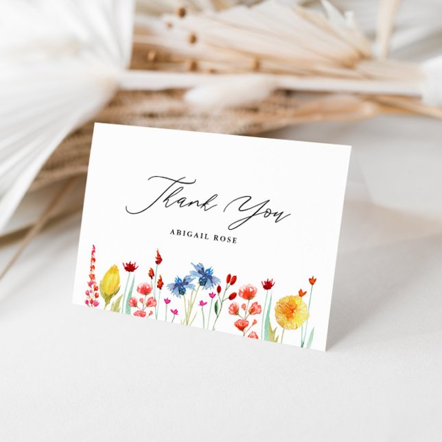 Love in Bloom Bridal Shower Wildflower Border Thank You Card (Creator Uploaded)