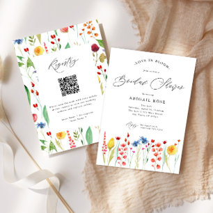 Love in Bloom Bridal Shower Wildflower, QR Code Invitation