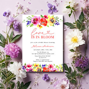Love in Bloom Bright Colourful Floral Bridal Showe Invitation