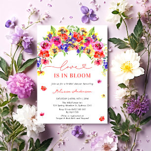 Love in Bloom Bright Colourful Floral Bridal Showe Invitation