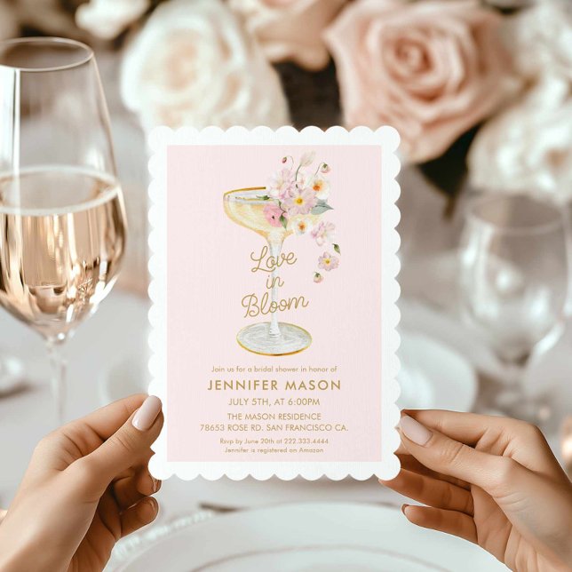 Love in Bloom Champagne Bridal Shower Invitation (Love in Bloom Bridal Shower Invitation)