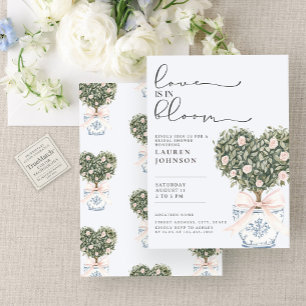 Love in Bloom Chinoiserie Blush Pink Bridal Shower Invitation