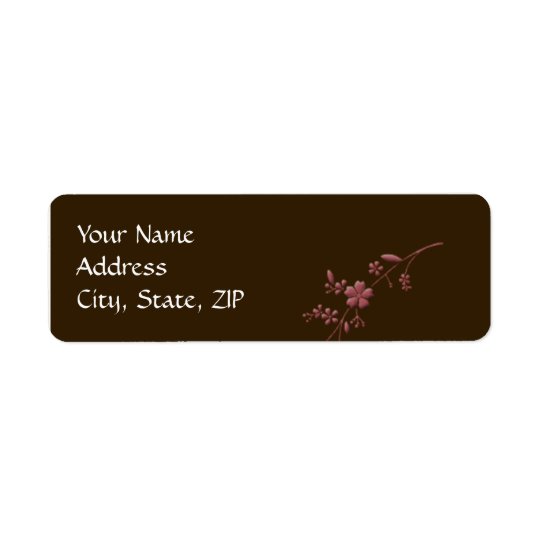 Love in Bloom: Chocolate Brown with Cherry Blossom Return Address Label