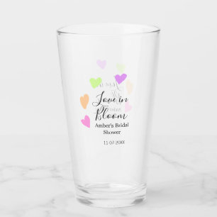 Love in Bloom colourful heart bridal shower name d Glass