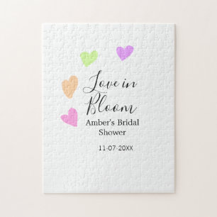 Love in Bloom colourful heart bridal shower name d Jigsaw Puzzle