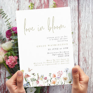 Love in Bloom Colourful Wild Flowers Bridal Shower Invitation