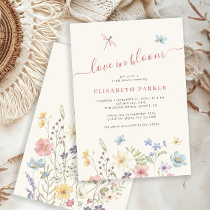 Love in bloom colourful wildflowers bridal shower invitation