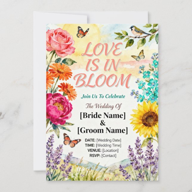 Love in Bloom – Elegant Floral Wedding Invitation (Front)