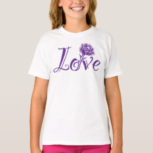 Love in Bloom: Elegant Typography with a Rose T-Shirt
