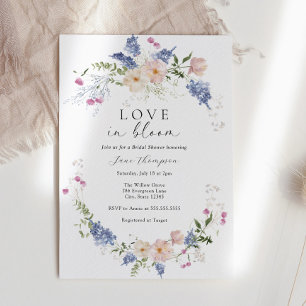 Love in Bloom Feminine Flowers Bridal Shower  Invitation