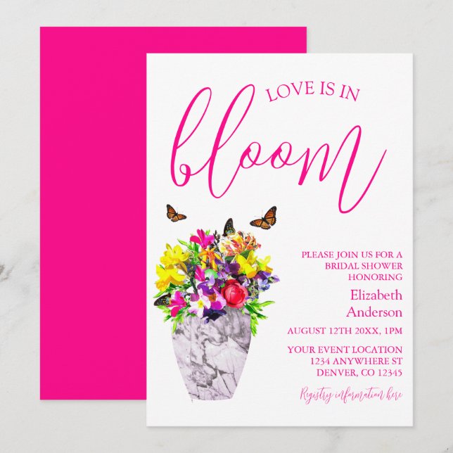Love In Bloom Floral Bridal Shower Invitation (Front/Back)