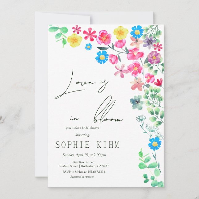 Love In Bloom Floral Bridal Shower Invitation (Front)