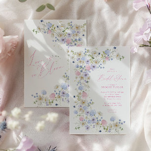 Love In Bloom Floral Pink Purple Bridal Shower Invitation
