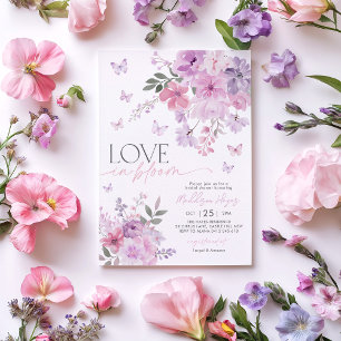 Love in Bloom Floral Purple Butterfly Bridal Invitation