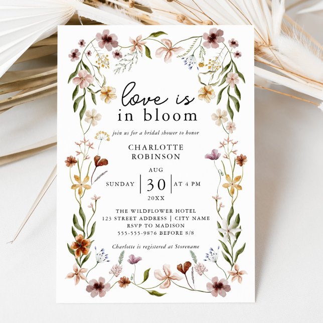 Love in Bloom Floral Spring Summer Bridal Shower Invitation (Love in Bloom Floral Spring Summer Bridal Shower Invitation)