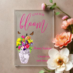 Love In Bloom Floral Wedding Acrylic Sign