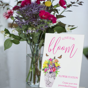 Love In Bloom Floral Wedding Flower Station Pedestal Sign