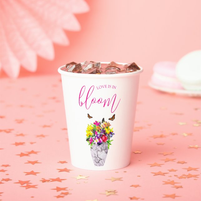 Love In Bloom Floral Wedding Paper Cups (Insitu)