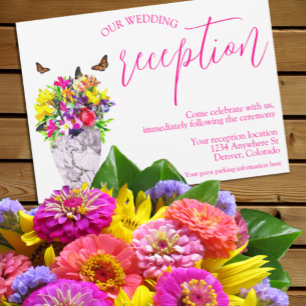 Love In Bloom Floral Wedding Reception Enclosure Card
