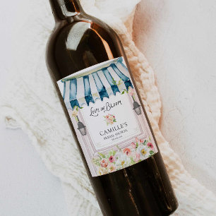Love in Bloom Flower Market Bridal Shower Wine Label