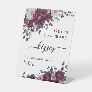 Love in Bloom Flowers Burgundy Cream Guess How Pedestal Sign