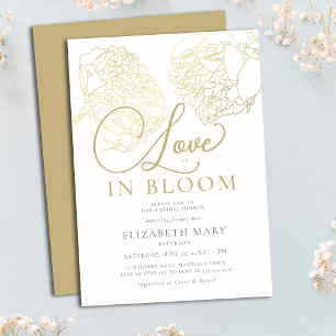 Love in Bloom Gold Peony Sketch Bridal Shower Invitation