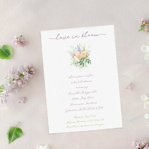 Love in Bloom Handwritten Pastel Bridal Shower Invitation