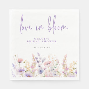 Love in Bloom Lilac Wild Flowers Bridal Shower Napkin