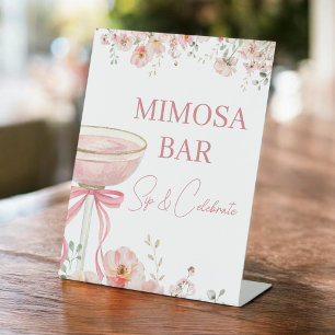 Love in Bloom Mimosa Bar Bridal Shower Pedestal Sign