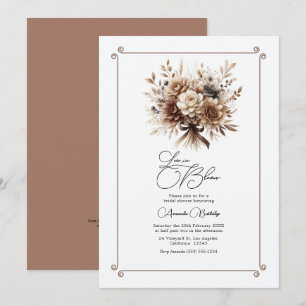 Love in Bloom Mocha Mousse Floral Bridal Shower Invitation