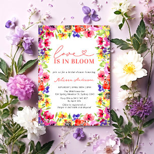 Love in Bloom Modern Colourful Floral Bridal Showe Invitation