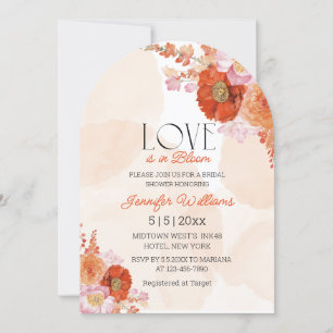 love in bloom orange floral bridal shower arch invitation
