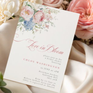 Love in Bloom Pastel Pink & Blue Bridal Shower Invitation