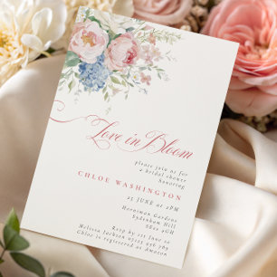 Love in Bloom Pastel Pink & Blue Bridal Shower Invitation