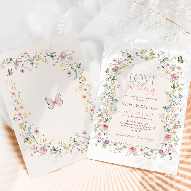 Love in Bloom Pastel Wildflowers Bridal Shower Invitation (Creator Uploaded)