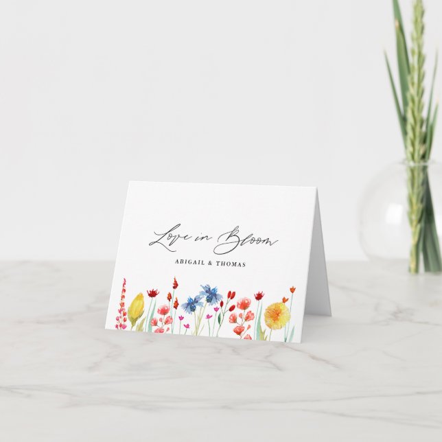 Love in Bloom Personalised Wildflower Border Thank You Card (Front)
